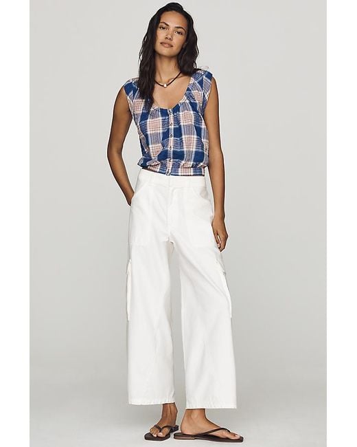 Pilcro Blue Sleeveless Bubble Top
