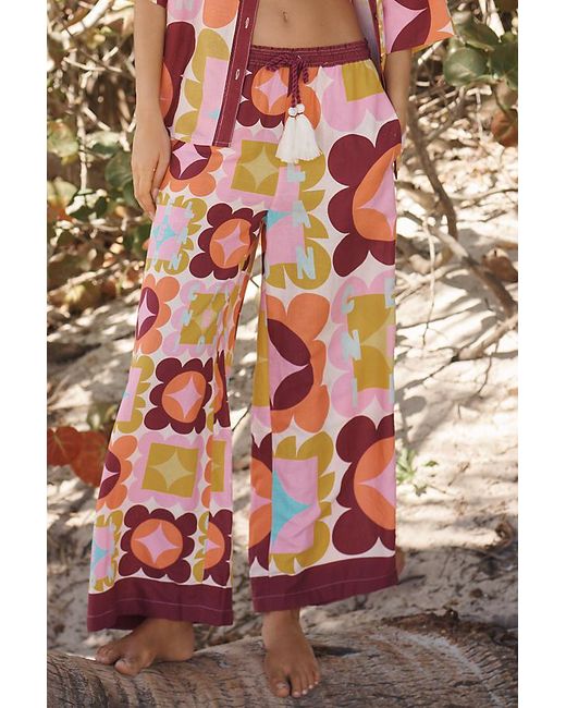 Celandine Pink X Holly Clarke Wide-Leg Linen-Blend Trousers
