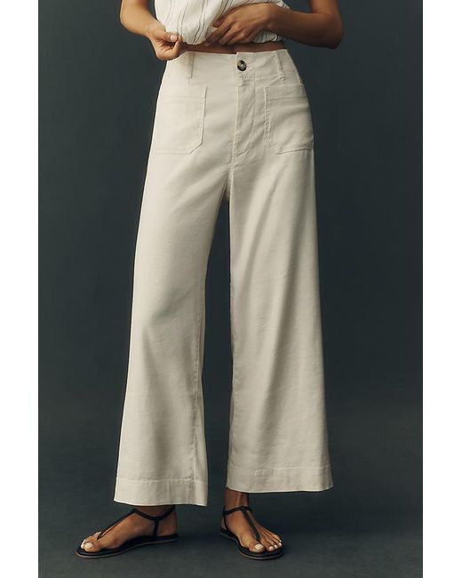 Maeve Gray The Colette Cropped Wide-Leg Trousers By Linen Edition
