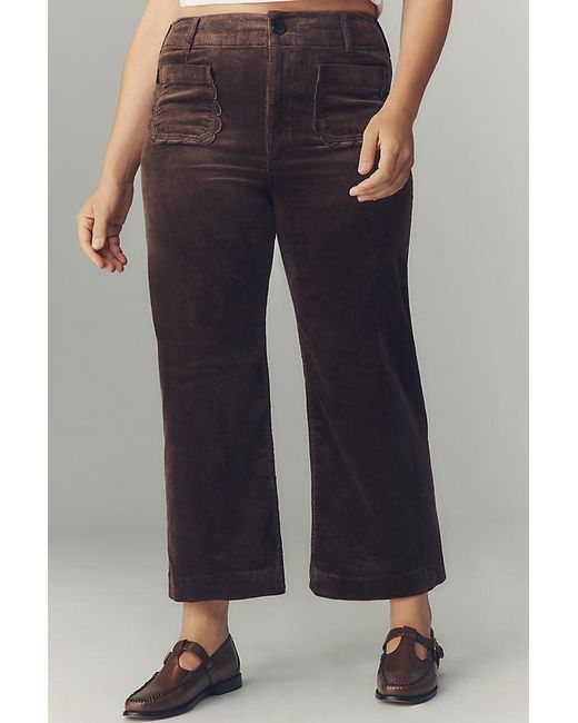 Maeve Brown The Colette Crop Wide-Leg Trousers By Corduroy Scallop Pocket Edition