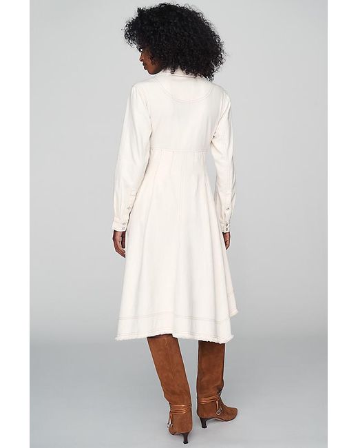 Pilcro White Denim Waisted Midi Shirt Dress