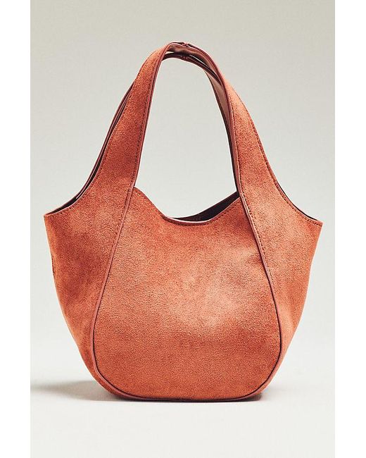 By Anthropologie Orange The Sonia Faux-Suede Mini Slouchy Tote Bag
