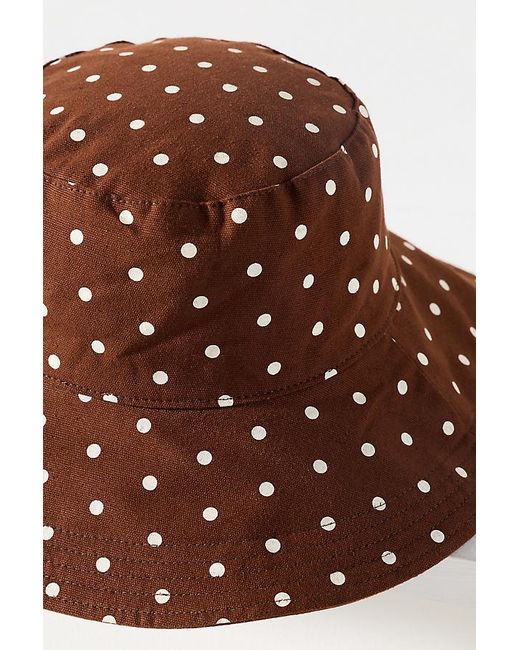 By Anthropologie Brown Polka Dot Bucket Hat