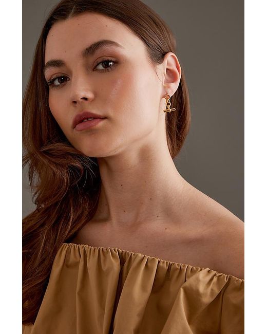 Tilly Sveaas Natural Gold-plated T-bar Drop Earrings