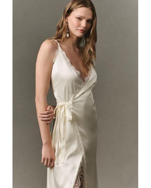 Mare Mare Brown Lace-Trim Maxi Wrap Dress