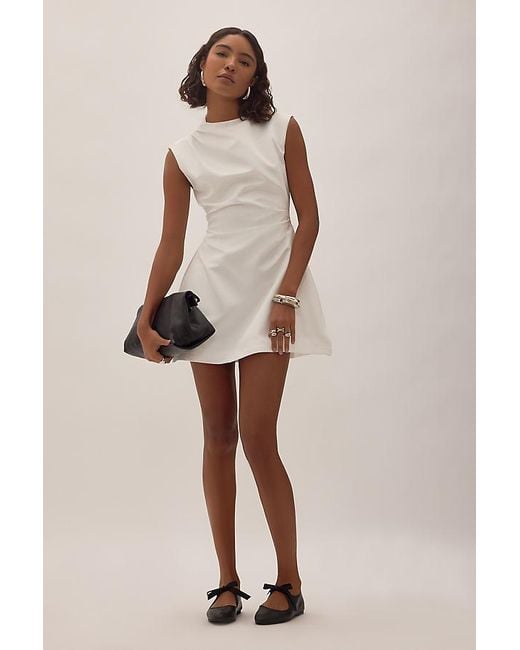 Odd Muse Natural Satin High-Neck Mini Dress