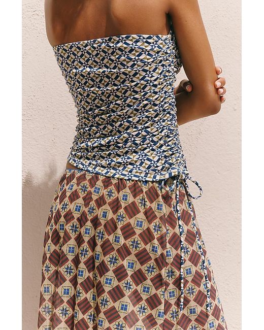 Celandine Brown Tile Mesh Top