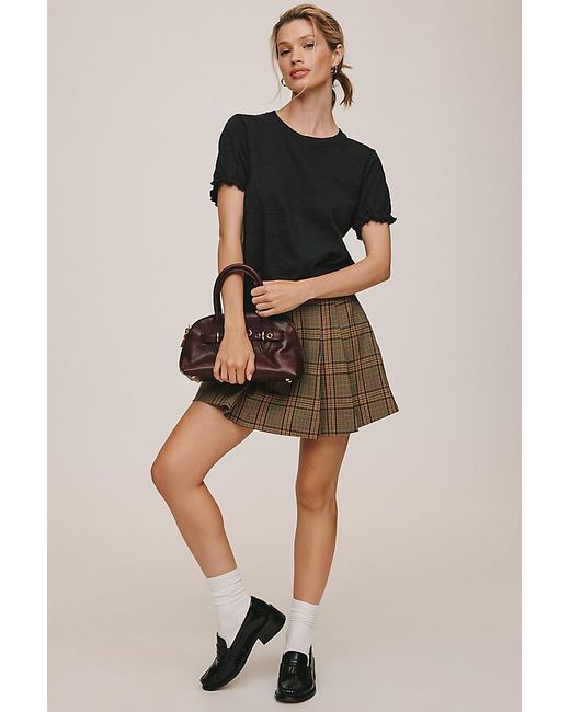 Pilcro Black The Bennie Cotton-Slub Crew-Neck T-Shirt By Puff-Sleeve Edition