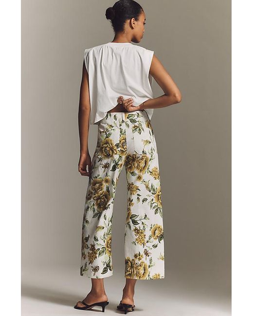 Maeve Gray The Colette Cropped Wide-Leg Trousers By Printed Linen Edition