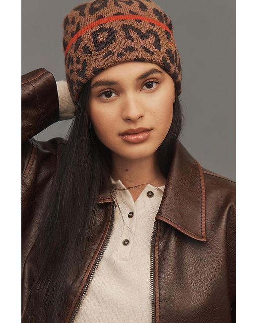 Damson Madder Brown Leopard Beanie