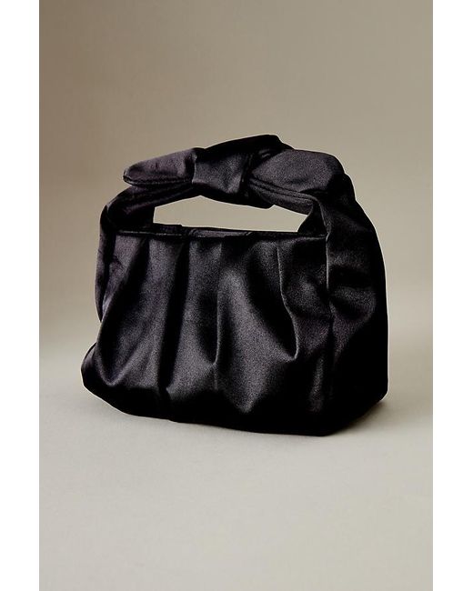 Anthropologie Black Satin Bow-strap Shoulder Bag