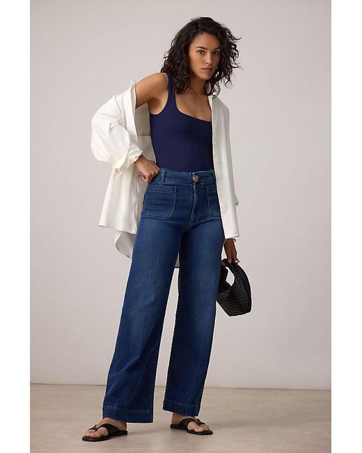 Maeve Blue The Colette Full-Length Wide-Leg Jeans By