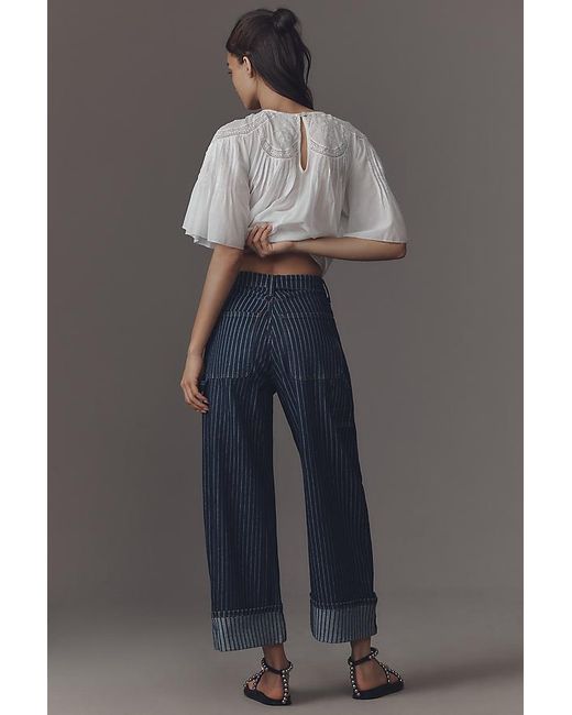 Pilcro Blue The Kayden High-Rise Carpenter Barrel Jeans By