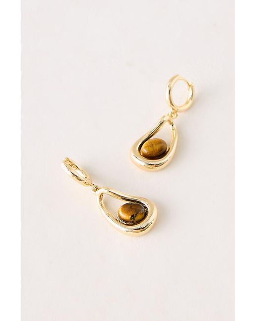 By Anthropologie Metallic Stone Teardrop Earrings
