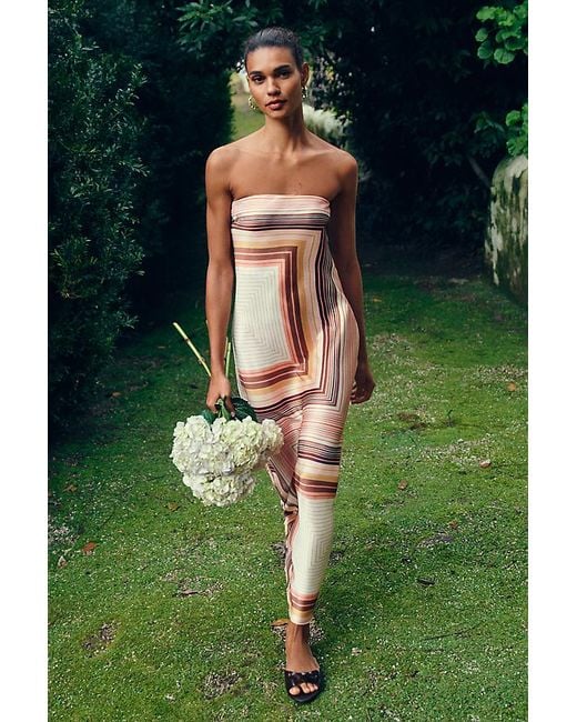By Anthropologie Gray The Fleur Strapless Satin Maxi Slip Dress