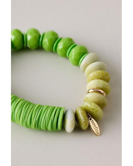 By Anthropologie Green Chunky Beaded Stretch Bracelet