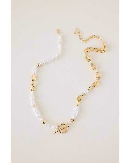 By Anthropologie Natural Plated Pearl T-Bar Necklace