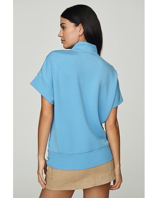 Varley Blue Ritchie 2.0 Quarter Zip Short-Sleeve Top