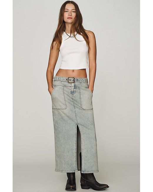 Pilcro Blue Slouchy Denim Column Skirt