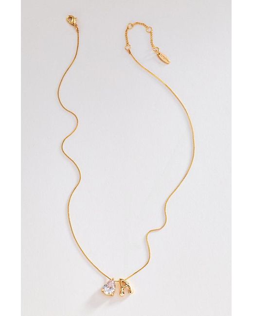 By Anthropologie Metallic Bubble Initial & Pear-Cut Stone Necklace