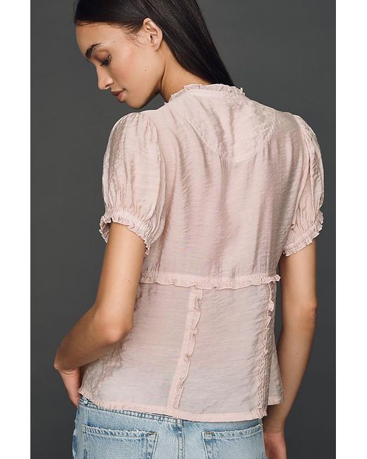 Pilcro Multicolor Short-Sleeve Ruffle Blouse