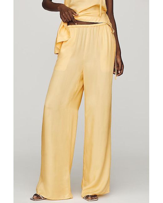 By Anthropologie Natural Silky Wide-Leg Trousers