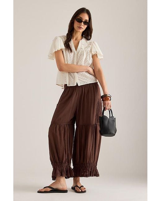 By Anthropologie Purple Lace Genie Balloon Trousers