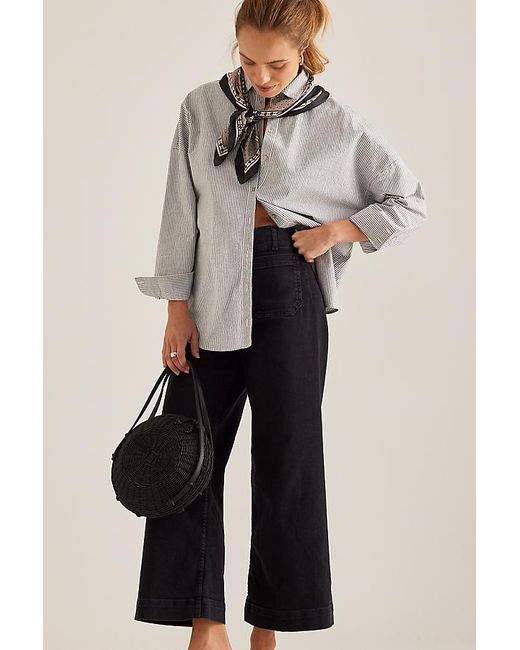 Maeve Gray The Colette Denim Cropped Wide-Leg Jeans By