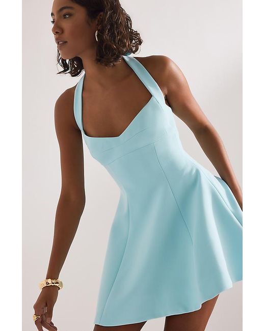 Bardot Blue Deserae Halter Mini Dress