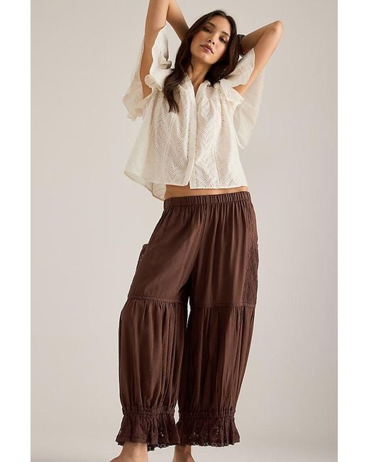 By Anthropologie Purple Lace Genie Balloon Trousers