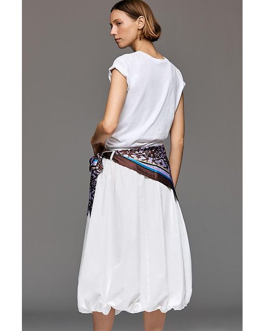 Maeve Gray Scarf-Detail Bubble-Hem Midi Skirt