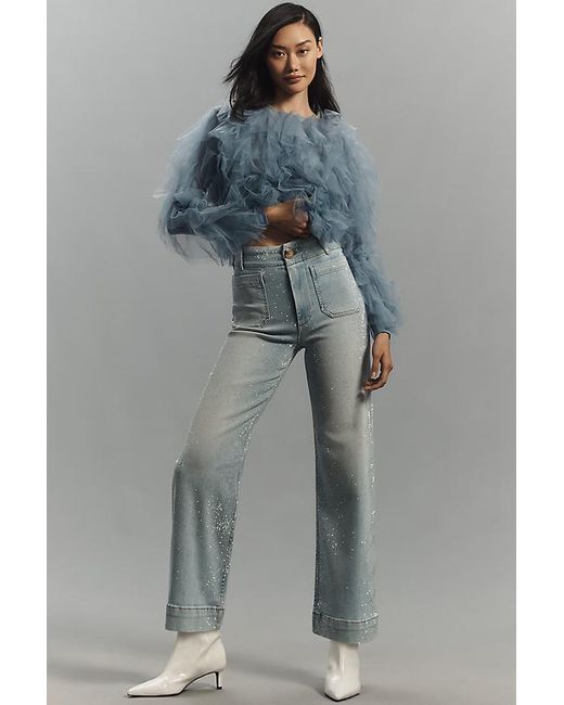 Maeve Gray The Colette Cropped High-Rise Wide-Leg Jeans By Sparkle Edition