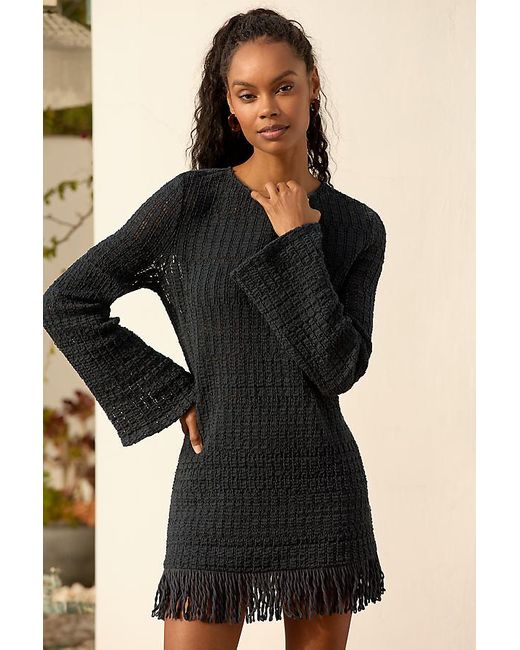 By Anthropologie Long-Sleeve Knit Mini Dress in Black | Lyst UK