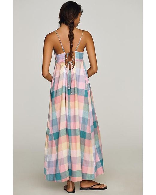 Anthropologie Multicolor Maeve Linen Tie-Back Maxi Dress