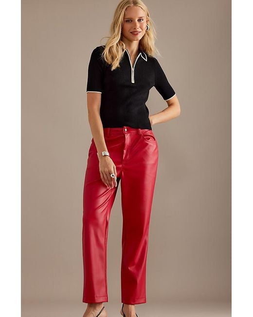 Never Fully Dressed Red Faux Leather Trousers