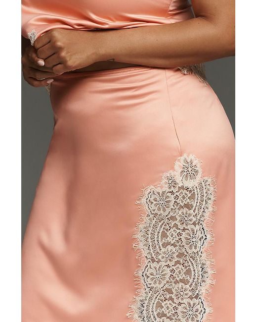 Bl-nk Gray Cinzia Laced Satin Midi Skirt