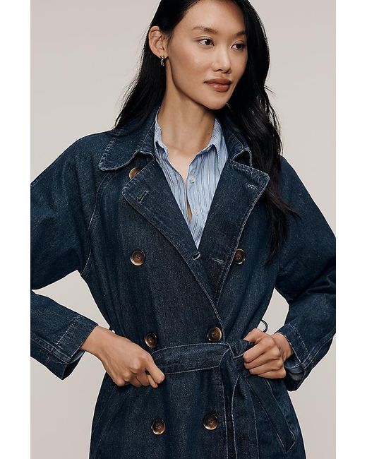 Pilcro Blue Denim Trench Coat