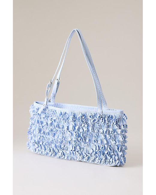 Damson Madder Blue Sophia Ruffle Baguette Bag