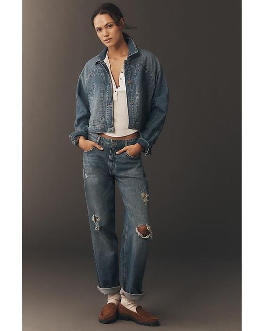 Pilcro Gray Baggy Boyfriend Mid-Rise Relaxed Jeans