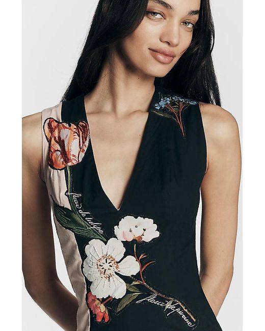 By Anthropologie Multicolor Sleeveless V-Neck Deco A-Line Dress