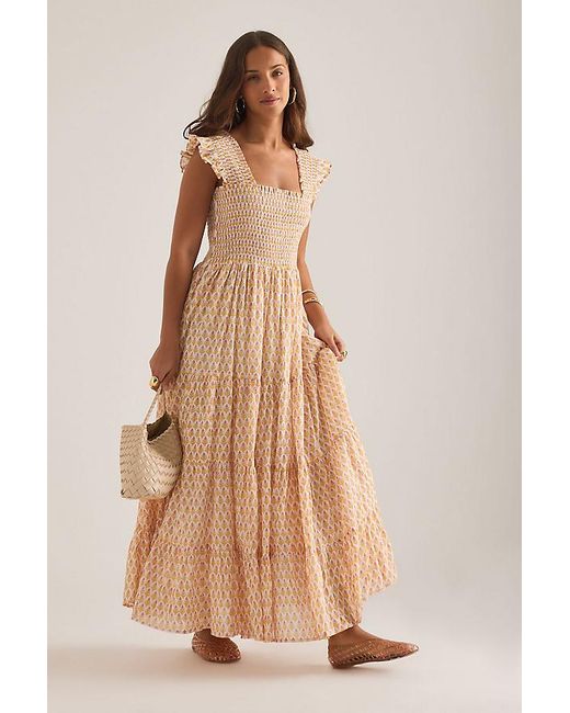 Dilli Grey Natural Tara Smocked Tiered Maxi Dress