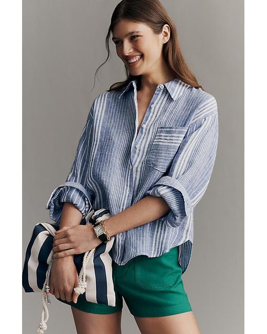 Maeve Natural The Shrunken Linen Bennet Buttondown Shirt By