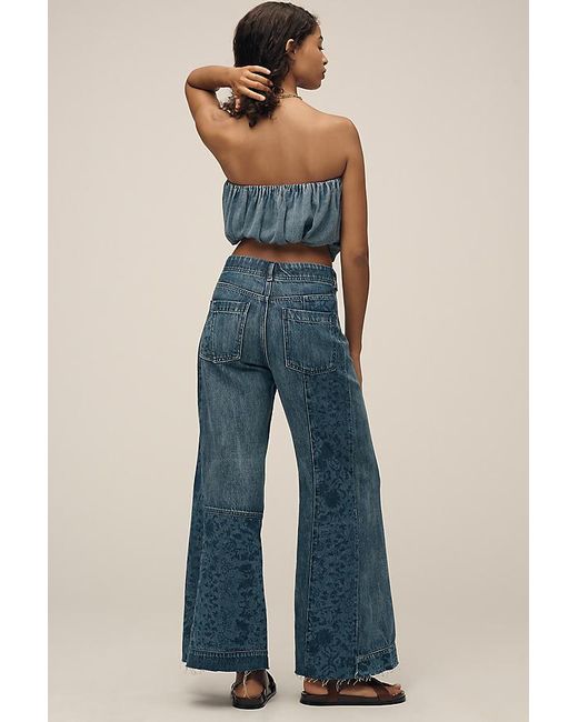 Pilcro Blue The Adi Mid-Rise Frayed Relaxed Flare Jeans By Reworked Edition