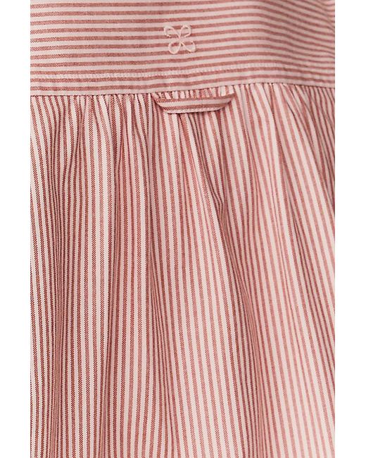 Maeve Pink Merritt Short-Sleeve Cropped Buttondown Shirt By