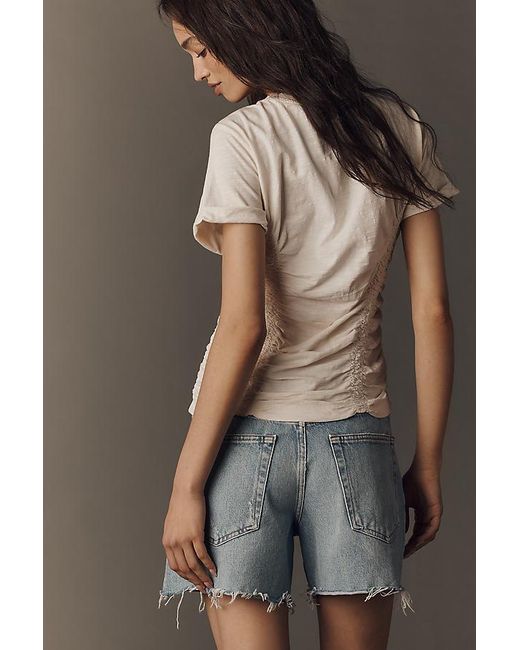 Pilcro Gray The Bennie Slim Crew Neck Cotton-Slub T-Shirt By Cinched Edition
