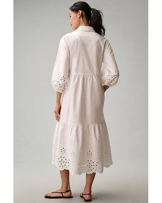 Maeve Natural The Bettina Tiered Shirt Dress By : Eyelet Edition
