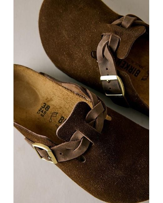 Birkenstock Brown Boston Braided Suede Clogs