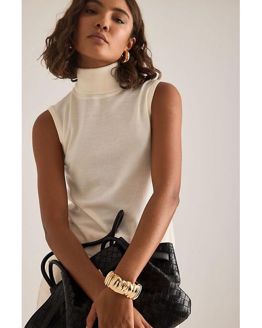 SELECTED Natural Thea Sleeveless Roll-Neck Wool Top