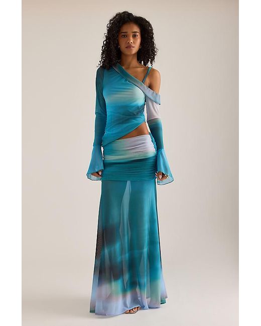 Feners Blue Susurro Asymmetric Mesh Top