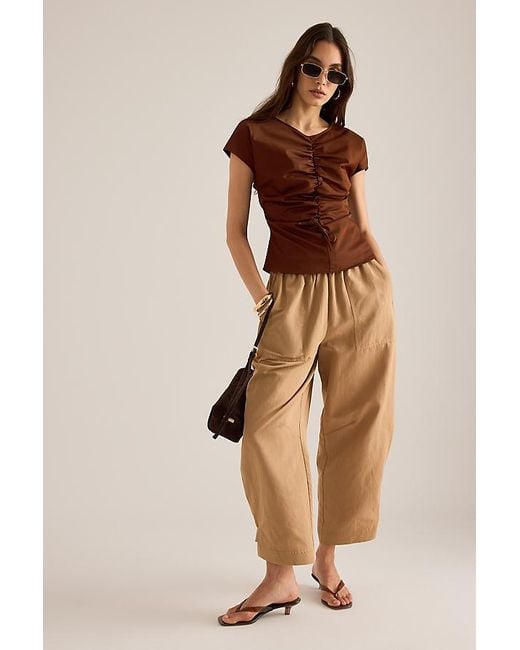 laagam Brown Simone Ruched Top